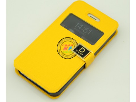 8947 funda de piel flip cover identificacion de llamadas iphone 6 dorada.jpeg